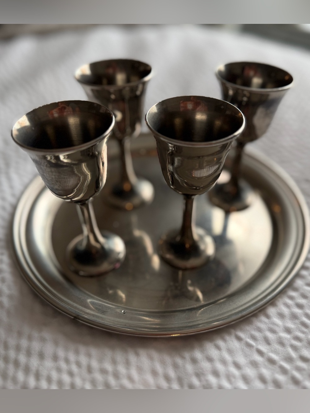 Classic Vintage Silver-Plated Goblet Set with tray/4-Piece
